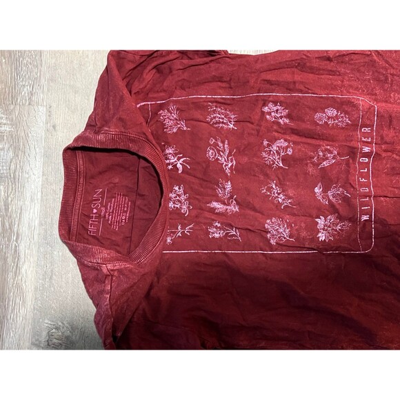 Fifth Sun Wildflower Long Sleeve Maroon Tarot Card Top like new size s - Picture 3 of 4